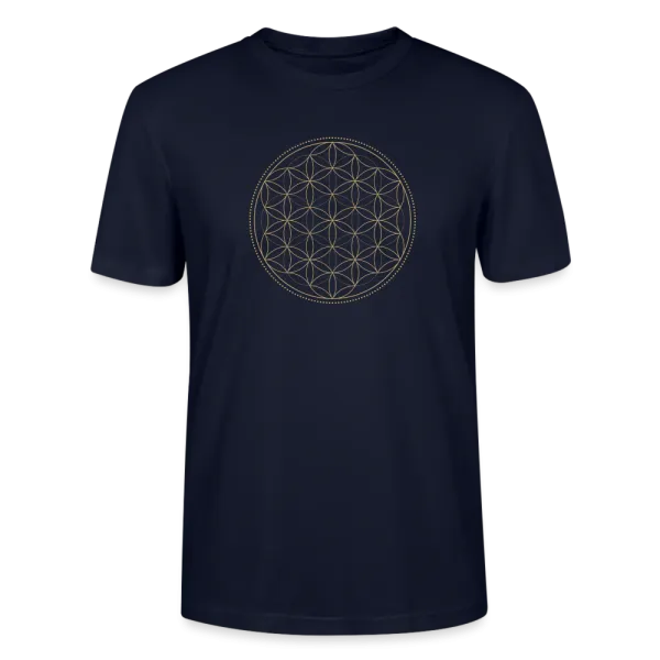 T-shirt fleur de vie soleil Or, Coton bio, marine