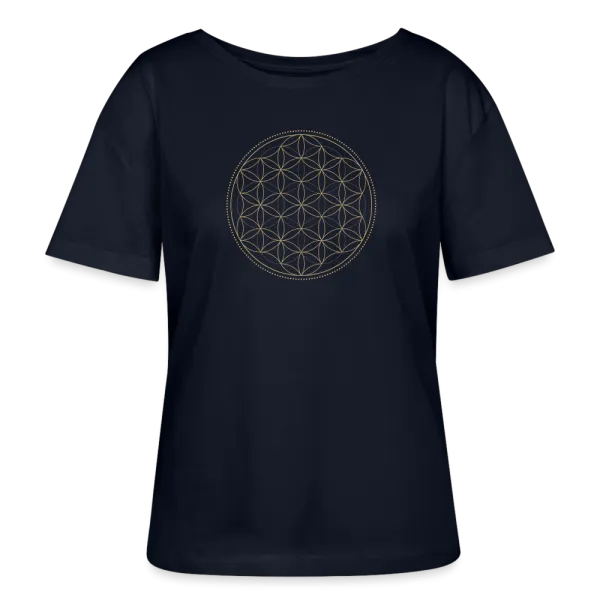 Fleur de Vie Or T-shirt Femme Marine
