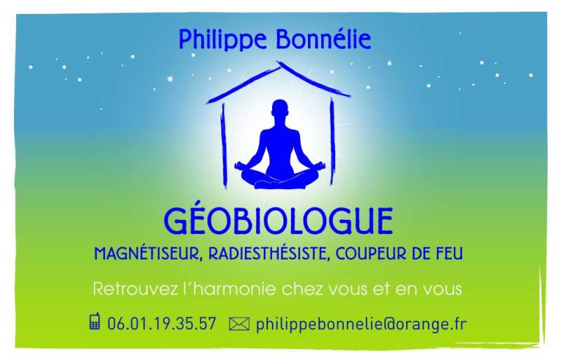 Carte de visite de Philippe BONNÉLIE Géobiologue Radiesthésiste et Énergéticien 