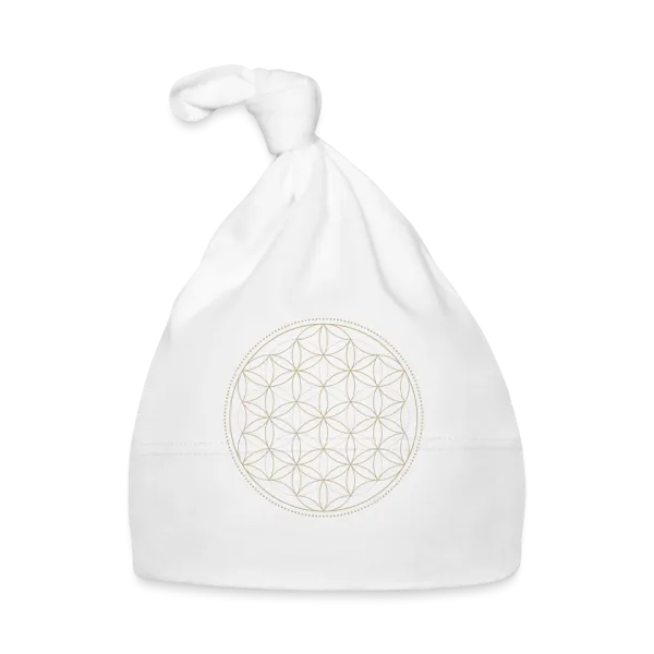 Achetez un bonnet Bébé Fleur de Vie Or en coton certifié bio pour un cadeau de naissance à Lyon
