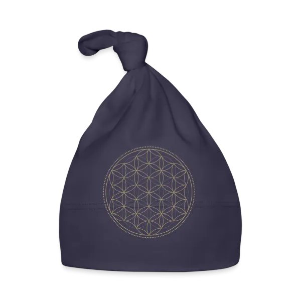Achetez un bonnet Bébé Fleur de Vie Or en coton certifié bio pour un cadeau de naissance à Lyon