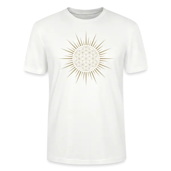 Où obtenir un T-shirt Homme original en coton bio, agrémenté d’une Fleur de Vie Or, symbole fondamental de la Géométrie sacrée, à Aix en Provence ?offrir un T-shirt fleur de vie Soleil homme coton Bio couleur blanc à Paris