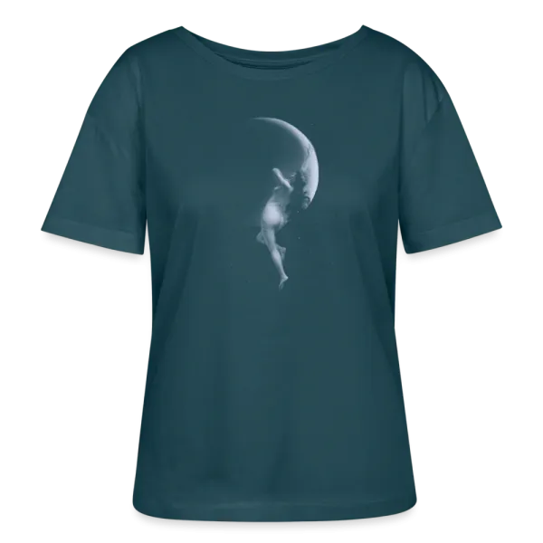 Où trouver un  T-shirt Femme de couleur Bleu Pétrole représentant le Féminin sacré  avec un visuel Nymphe et lune créé par Jean-Baptiste Gaudriot à Lyon ?