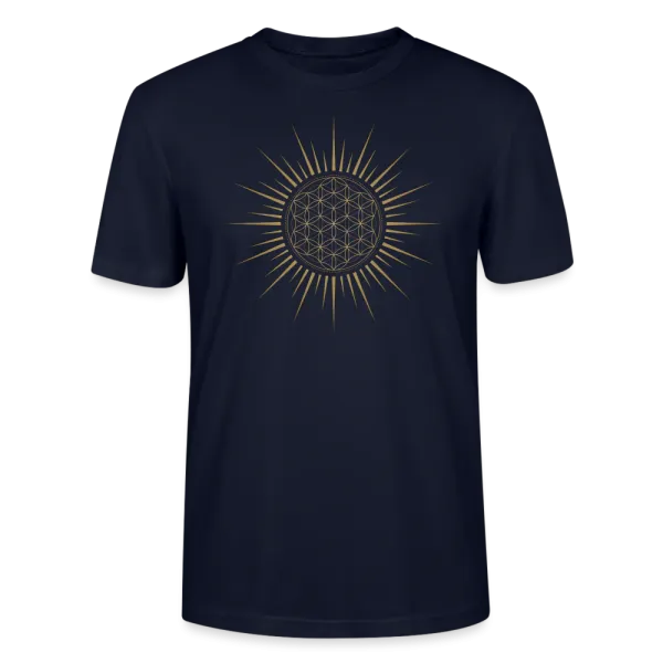 Offrez un T-shirt Fleur de Vie Soleil Homme en coton bio couleur Bleu marine à Marseille ou à Aix en Provence