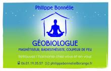 Carte de visite de Philippe BONNÉLIE Géobiologue Radiesthésiste et Énergéticien 